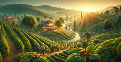 ilustração representando passeio nas fazendas produtoras de cafés especiais nos arredores de são lourenço em minas gerais